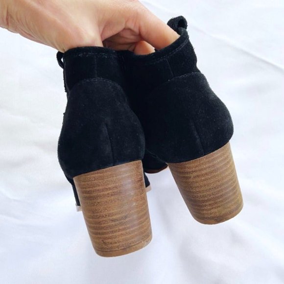 Aldo Black Suede Leather Open Toe Stacked Heel Shoes Heels 6 - Picture 6 of 11